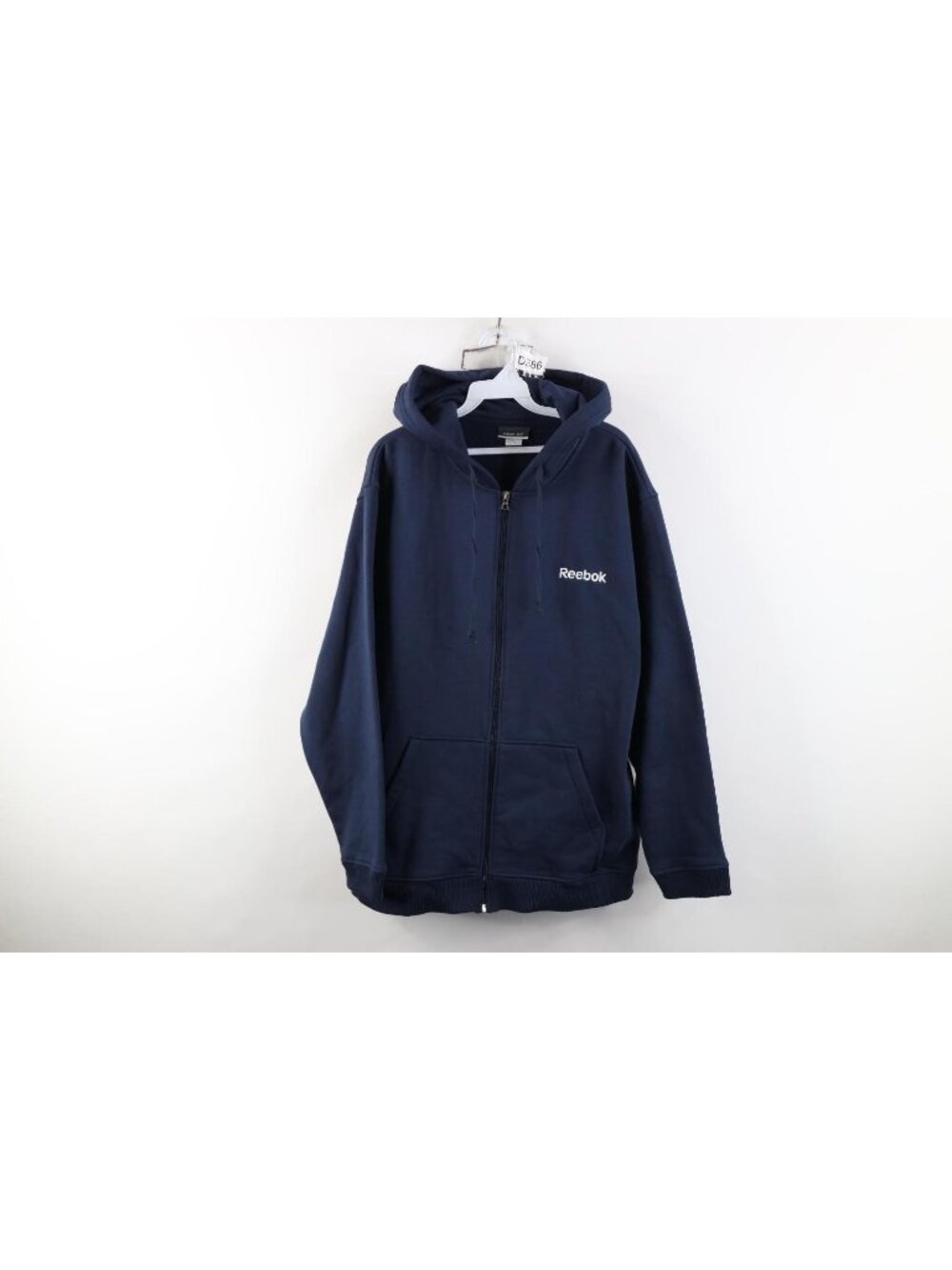 Vtg Reebok Mens Medium Faded Spell Out Heavyweight Full Zip Hoodie Sweatshirt